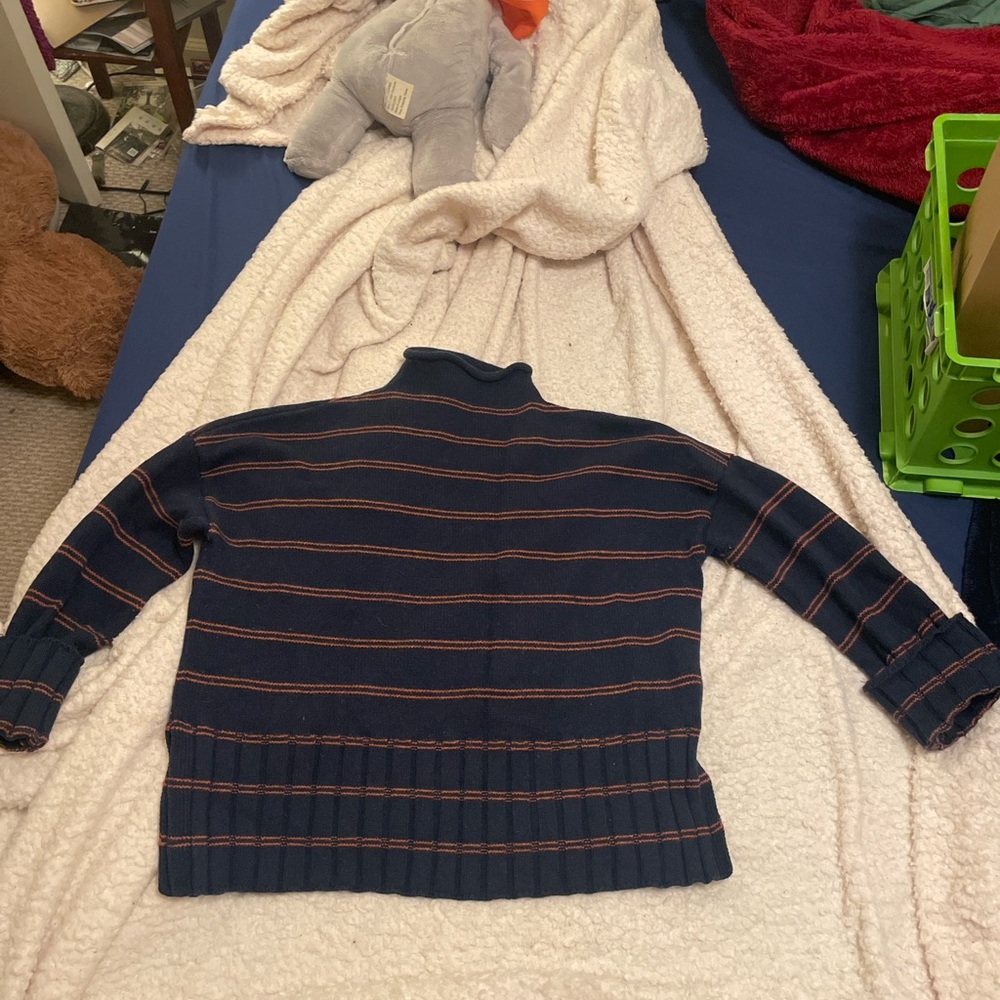Madewell Navy and Red Striped Turtleneck Sweater